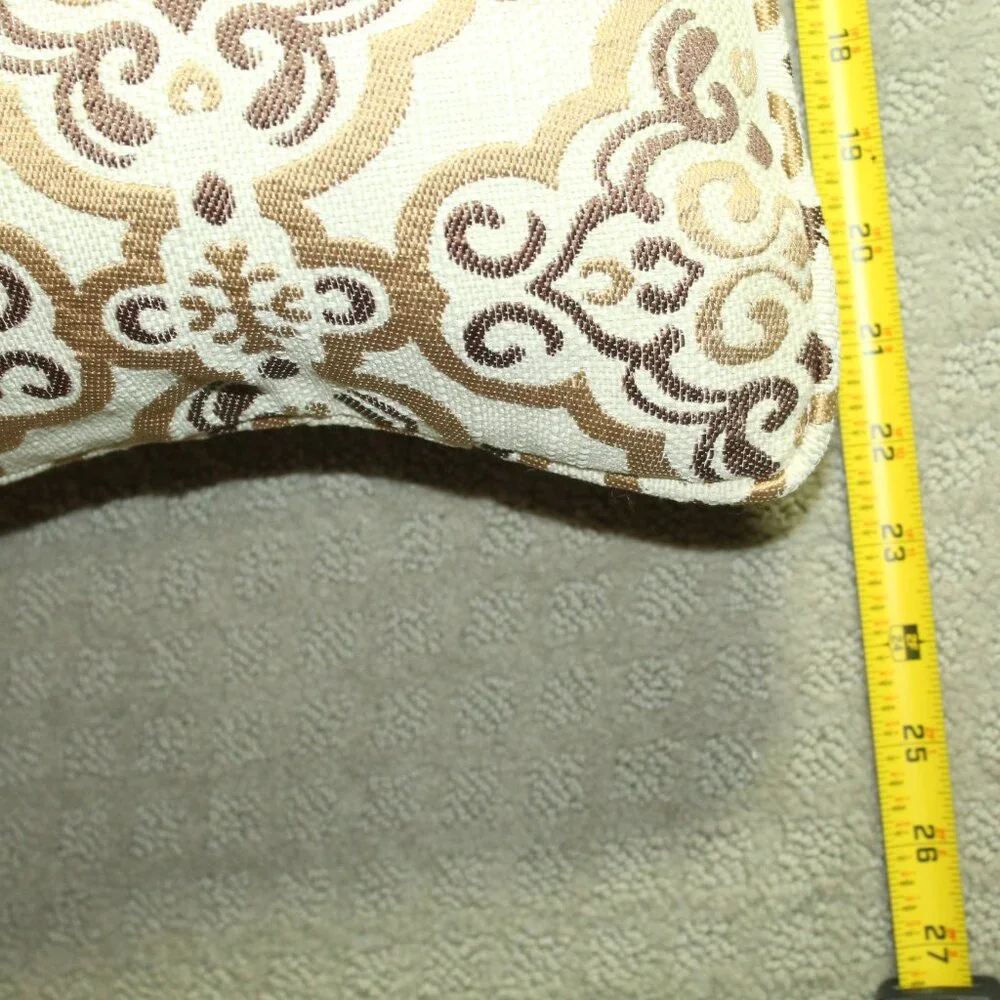 Gorgeous Neutral Tapestry Cream Brown Tan Filigree Patterned 22x13 Lumbar Pillow